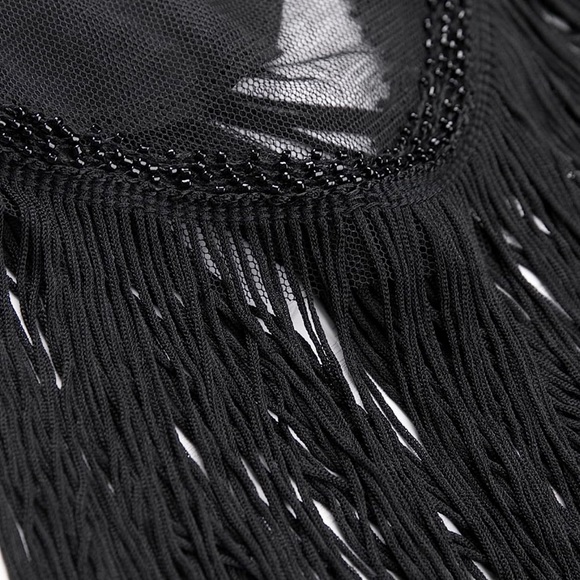 NWT  1920s Gatsby Dress V Neck Sequin Bead Fringed Cocktail Hem Flapper Dress - Picture 6 of 12